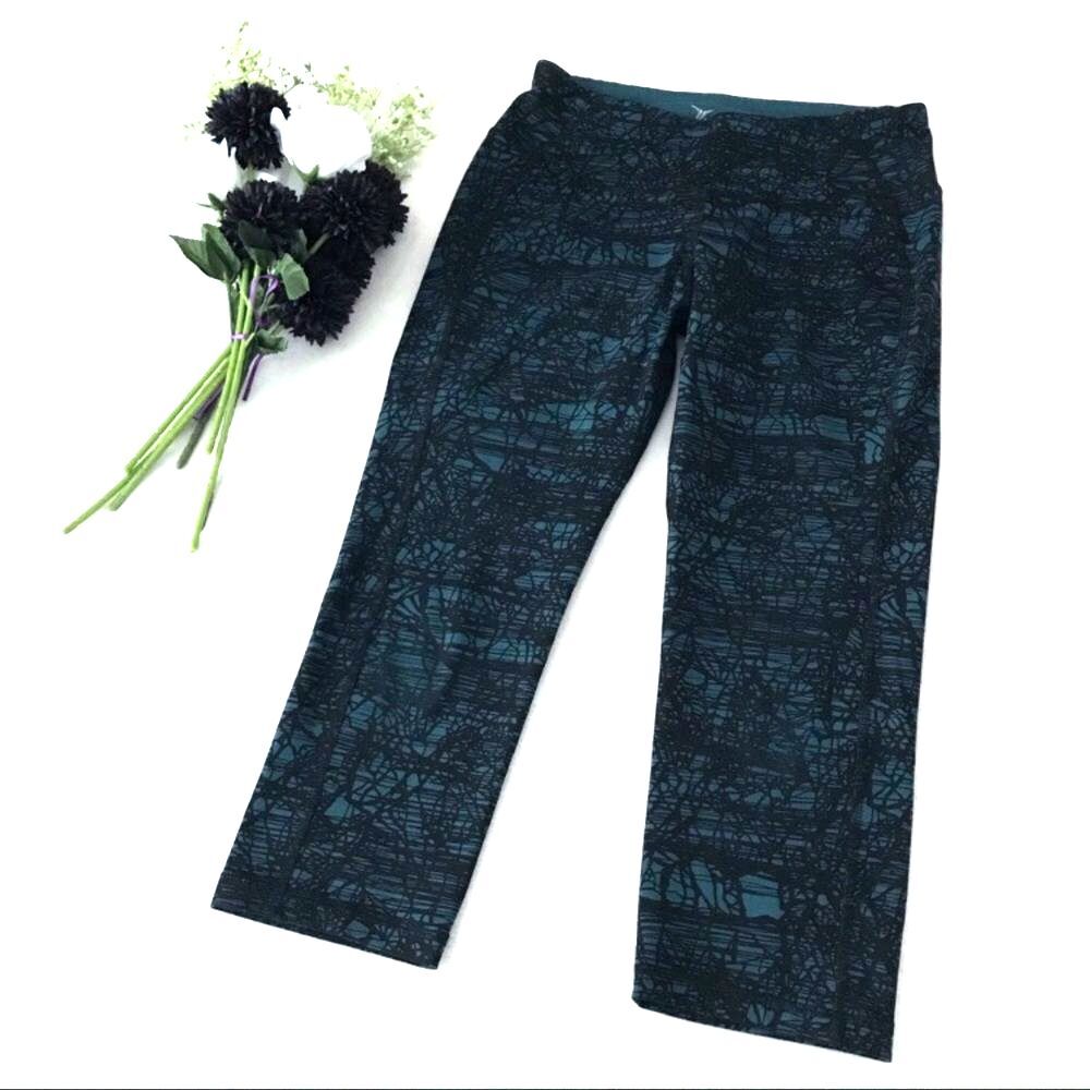Old Navy Active Crop Leggings Size Medium Teal Black